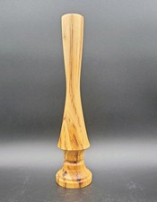 Hand Turned Vintage Wood Bud Vase Spalted Unsigned Glass Tube Insert 9.5"