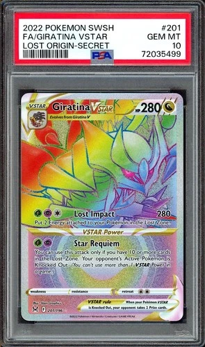 PSA 10 Giratina VSTAR 201/196 Lost Origin Rainbow Full Art Pokemon Sword Shield