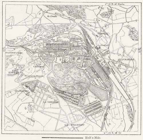 FRANCE. Le Creusot, sketch map c1885 old antique vintage plan chart