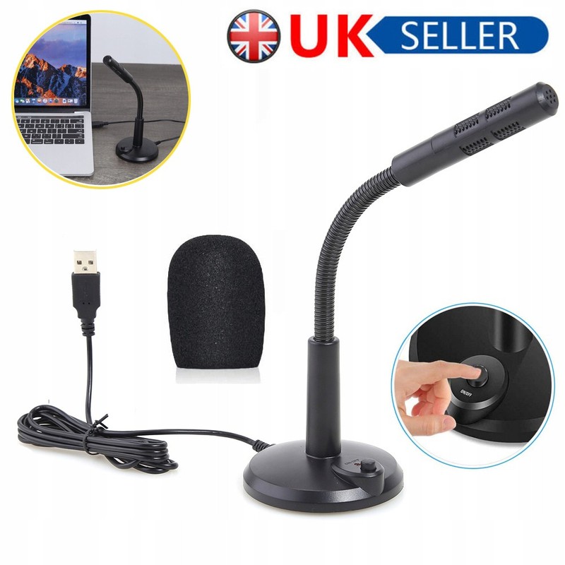 USB Mini Computer Condenser Microphone Stand Recording Mic For Laptop Desktop PC