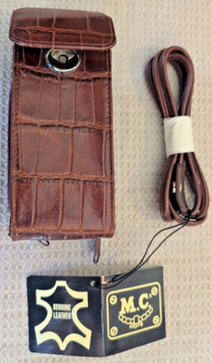 VINTAGE MC Marc Chantal Genuine Leather Crossbody Wallet Cognac Art No. 3176 NOS