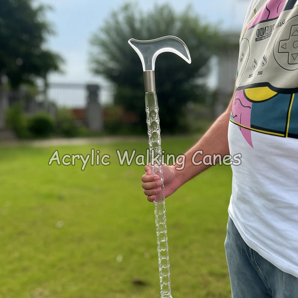 Premium Clear Acrylic Walking Cane – Transparent Stylish Walking Stick for Adult - Image 3 of 4