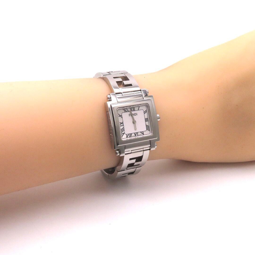 Fendi Quadro 6000L Women's Quartz Square SS Watch White Silver Used thumbnail 10