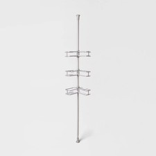 Aluminum Corner Tension Pole Caddy Gray - Threshold: Bath Organizer