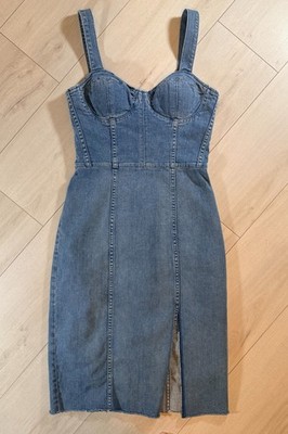 GRLFRND Gianna Denim Sweetheart Neck Bustier Midi Charmed Life Blue Dress Size S