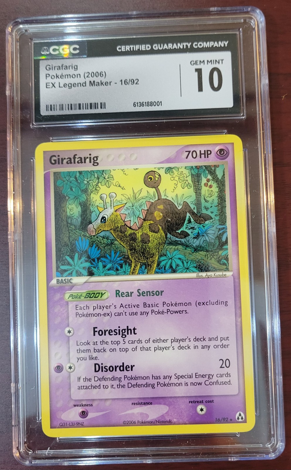 CGC 10 GEM MINT 2006 Pokemon Girafarig 16/92 EX Legend Maker Non-Holo