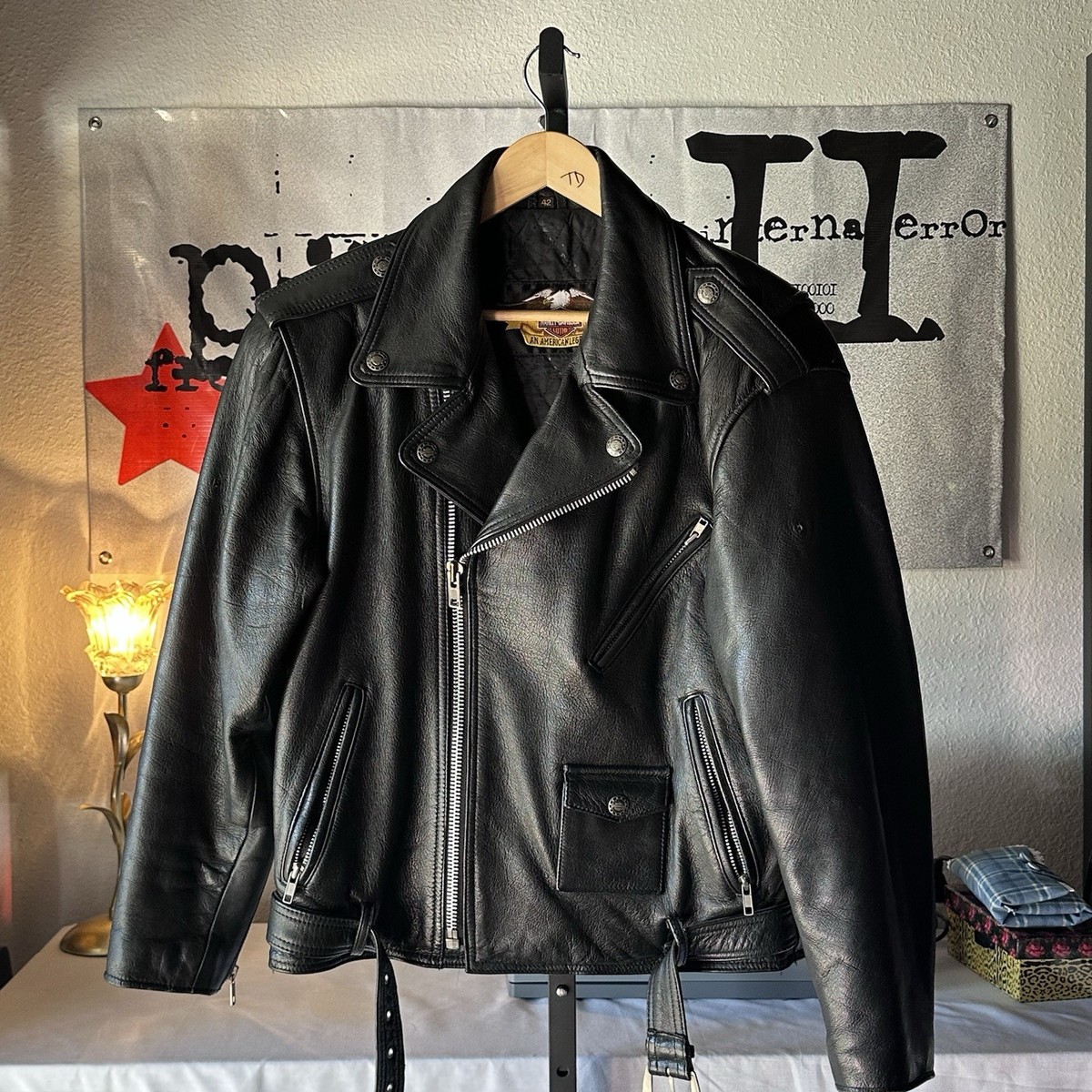 デ*ト様 90s Harley-Davidson スカジャン Vintage Mens Large Late 90s Embossed Black Harley Davidson Leather