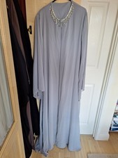 Amsons Sky Blue Jersey And Chiffon Abaya Size 58/60