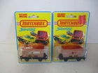 Matchbox Lesney Superfast 2X SF25 Flat Car Container, 2 label variations, carded