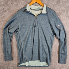 Nike Running Mens Dri-FIT Quarter Zip Pullover Heathered Teal Blue Green Large