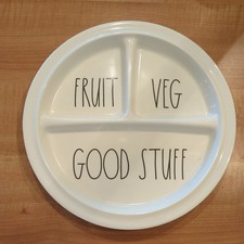 Rae Dunn "But First Food" Divided Melamine Plate Toddler Child Baby Dish 8.5