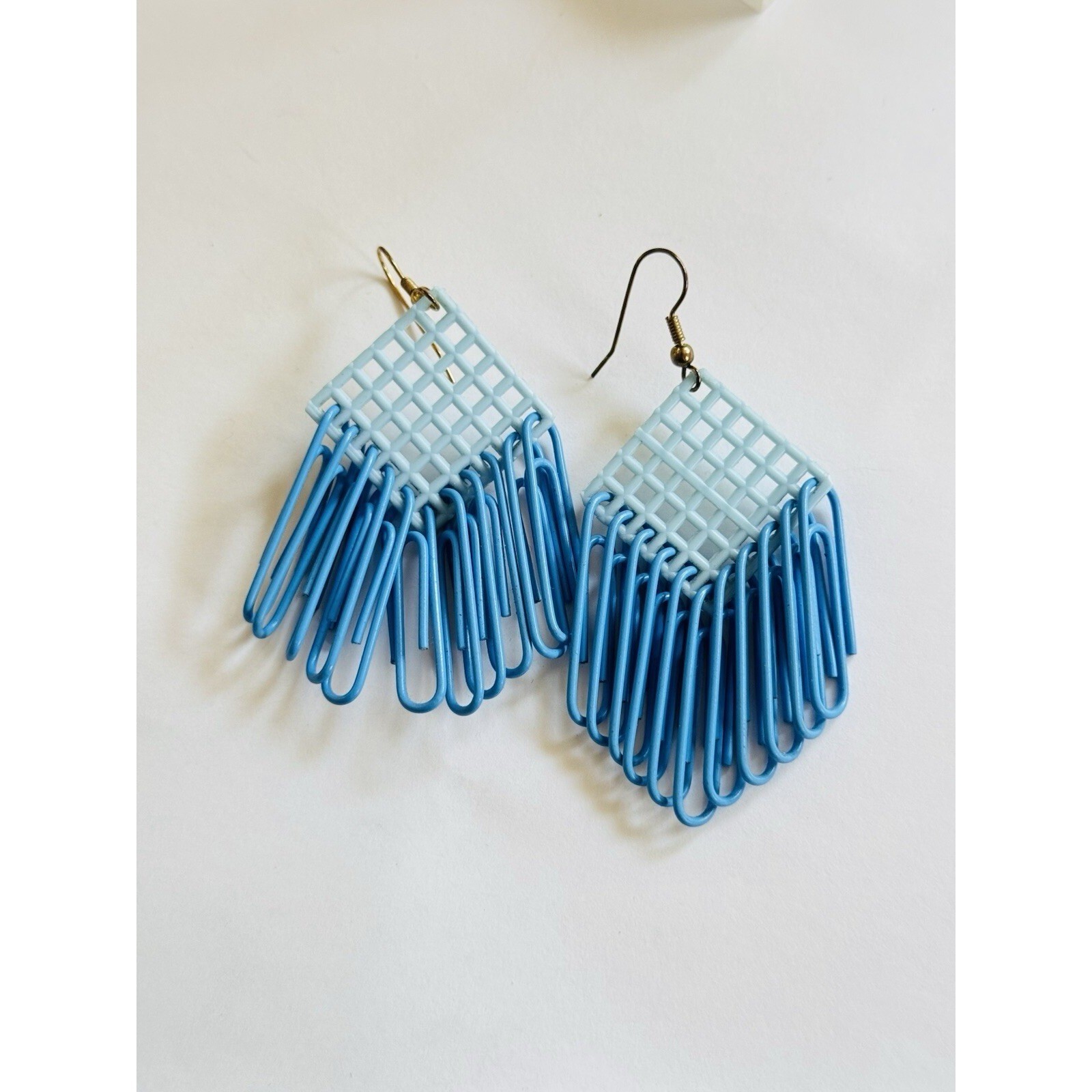 Dangle Mod Earrings VTG chunky Statement Blue Ret… - image 2