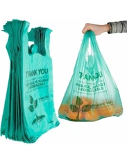 Bags 1/6 Large 22 x 6.5 x 12 Biodegradable T-Shirt Plastic Grocery Shopping Bags