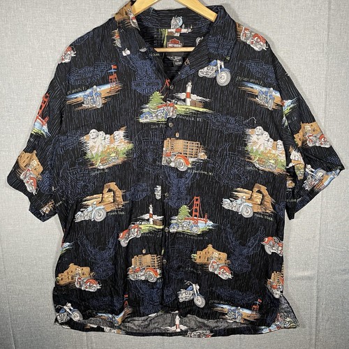 Harley-Davidson, Vintage Harley Davidson Shirt Mens XL Viscose Button Up Hawaiian Motorcycle