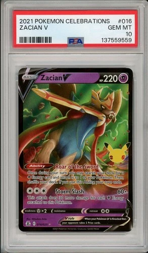 2021 Pokemon Celebrations Zacian V #016 PSA 10