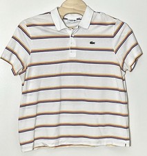 Lacoste Sport Polo Shirt Men  s 3XL White Striped Quiet Luxury Preppy Nautical