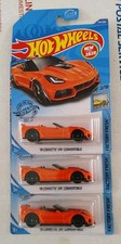3x 2019 Corvette ZR1 Convertible Hot Wheels 2/10 144/250 3 Pack Orange '19 Chevy