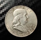 1957-D Franklin Half Dollar 50C 90% Silver Coin Circulated