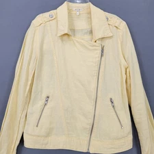 Maurices Yellow Linen Blend Lightweight Jacket Long Sleeves Diagonal Zip Women M