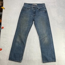 Levi's 505 Straight Jeans Youth Boys 16 Blue Denim Classic Zip Fly - 28X27.5