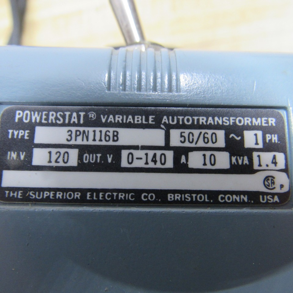 VARIAC POWERSTAT VARIABLE AUTOTRANSFORMER 3PN116B 120V 10A 1.4 KVA | eBay