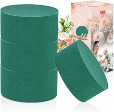 4Pcs 3.15" Round Floral Foam Blocks Green Wet Dry for DIY Flower Crafts