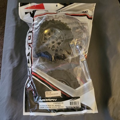 MORPH  # ROPR4005-CB2 1/8 MONSTER TRUCK TIRE/MOUNTED CHROME BLACK 1/2 O/S HEX 17