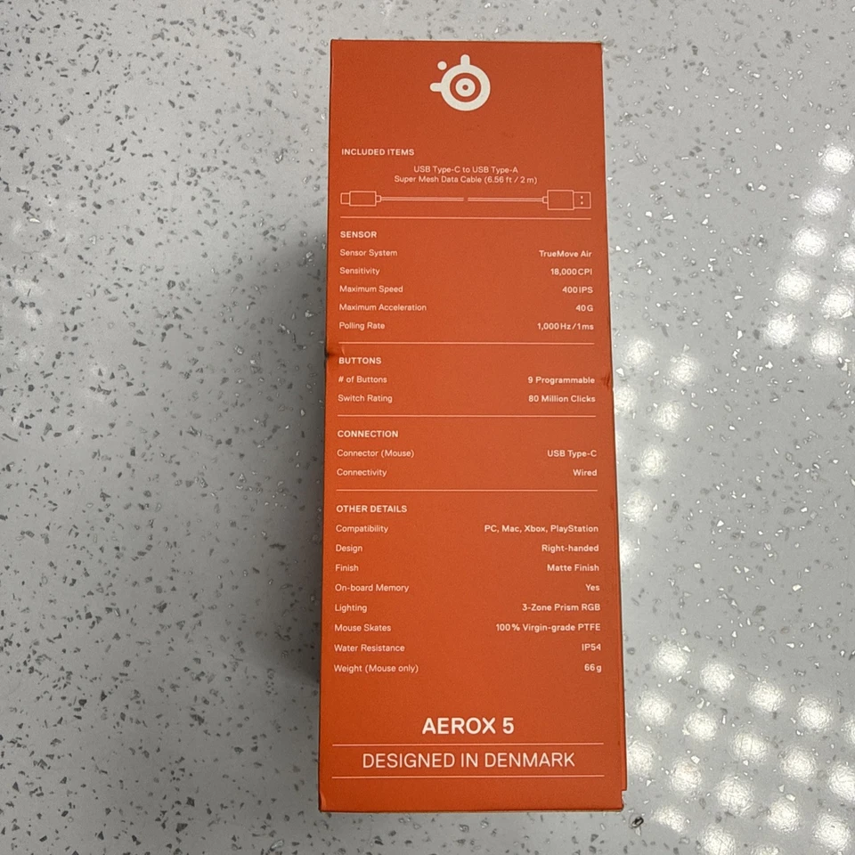 Steelseries Aerox 5 RGB Optical Gaming Mouse wired - Image 2 of 4