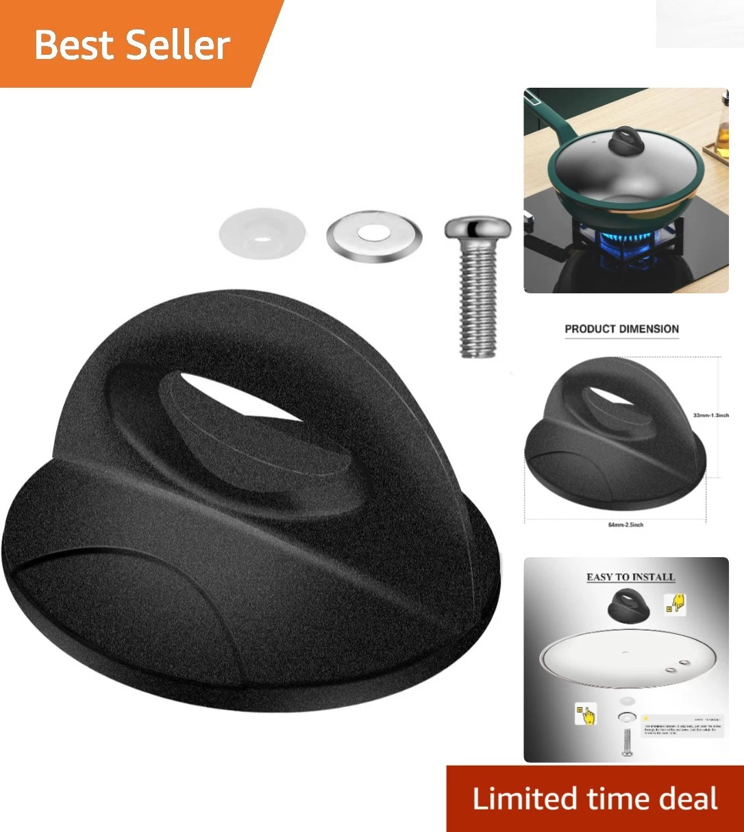 Universal Pot Lid Handle Knob - Heat-Resistant & Easy Install for Kitchenware