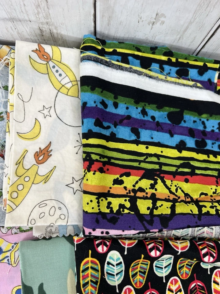 14 Fat Quarter Lot Cotton Fabric Quilting Varied Designs Batik 2 Repeats - Image 2 of 4