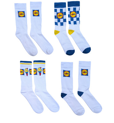 Unisex LiDL Sportsocken Muster Blau Weiß Gelb Unisex 35-46 Lidlfan NEUE 2026
