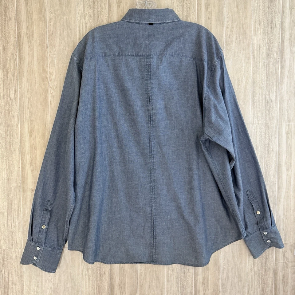Rag & Bone Shirt Men 2XL Slim Fit 2 Blue Chambray Button Down Collared Preppy - Image 2 of 4