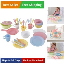 27-Piece Pastel Cookware Set, Plastic Dishes and Utensils for Play Kitchens, ...