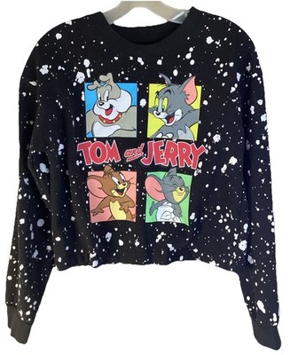 Tom & Jerry Youth Sz M 7/9 Pullover Sweatshirt Splatter Long Sleeve Unisex
