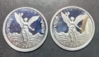 Mexico 999 Silver Round TWO 1987 VIVA MEXICO PLATA PURA FREE SHIP MELT START NR