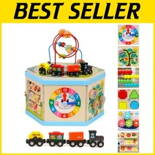 Montessori Wooden Activity Cube for Toddlers 1-2