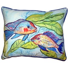 Betsy Drake Pair of Fish Extra Large Pillow 20 X 24