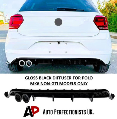 For VW Polo MK6 'GTI Style' Rear Gloss Black Valance Diffuser Lip Body 2017-21