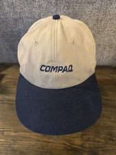 Vintage COMPAQ Retro PC Computer  Baseball Hat Cap Beige Blue 90s