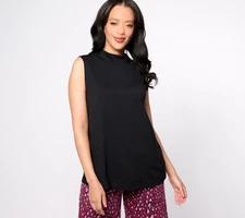 LOGO by Lori Goldstein Women's Top Sz XL Sleeveless Knit Mock Neck Black A650021