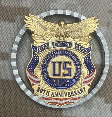 #ad DEA 50th Anniversary Special Agent FEDERAL Drug Task Force Police Challenge COIN $35.00