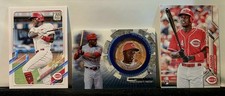 Aristides Aquino 3 Baseball Cards-2020 Topps RC Rookie Debut + Coin Relic + 2021