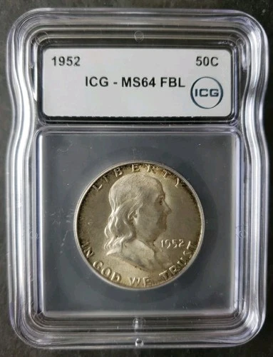 1952 50c Franklin Silver Half Dollar ICG MS64 FBL