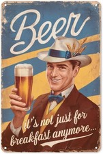 Beer Lover Tin Metal Signs Home D cor 8x12"Not Just for Breakfast" Pub Wall Art