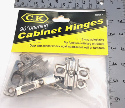 CK Spring Loaded Cabinet Hinges 3 way adjustable 90 ° Opening One Pair