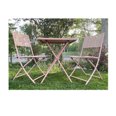 Ambia Garden Bistro Set 3-teilig Metall Rosa modern faltbar quadratisch