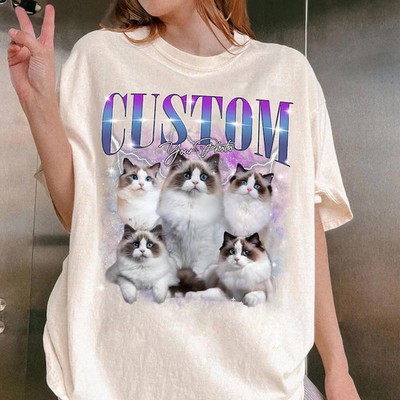 Custom Rap Pet Comfort Tee Personalized Cat Dog Photo Shirt Gift Idea