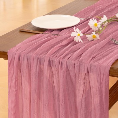 10pcs Mauve Easter Cheesecloth Table Runner Boho Rustic Gauze 120 inch 10FT