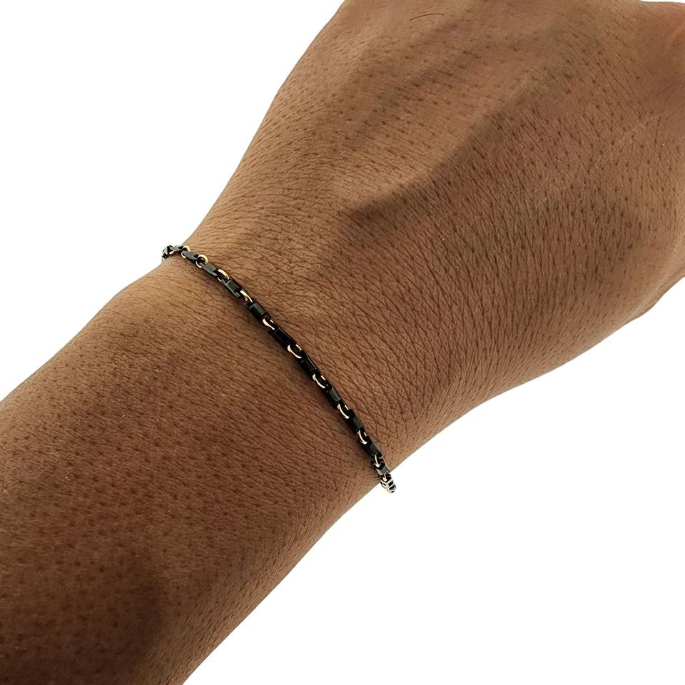 Superoro Solid 18k Rose Gold And Ceramic Bracelet 2.5mm 8 Inches - Image 2 of 4