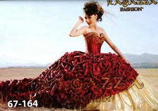 NEW Ragazza Fashion Quinceanera XV Ball Gown Dress 67-164 Wine Gold 2 Piece